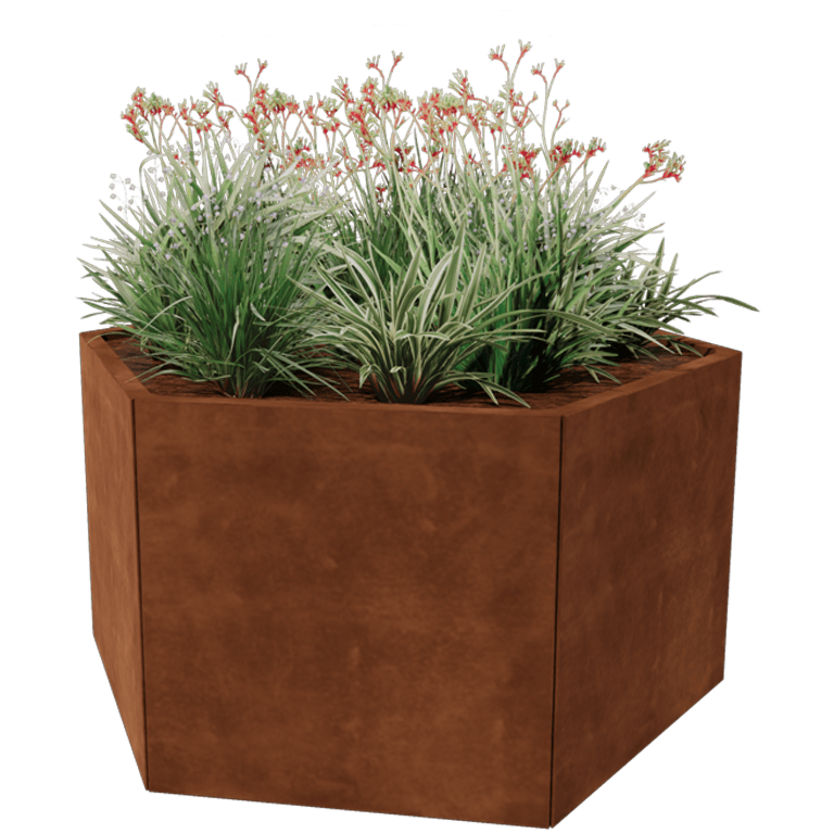 Cortenstaal plantenbak - Zeshoek - 139,3 x 121 cm