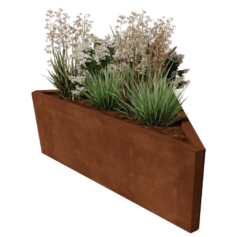 Cortenstaal plantenbak - Driehoek ongelijkzijdig - 112,2 x 60,5 cm