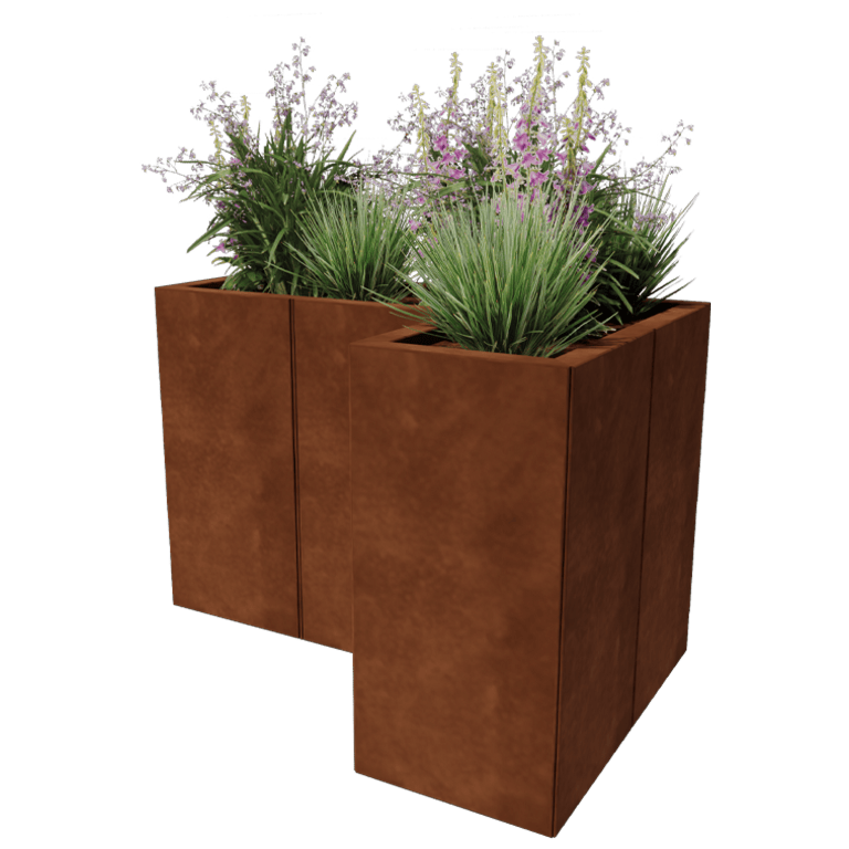 Cortenstaal plantenbak - L-vorm - 90 x 60 cm