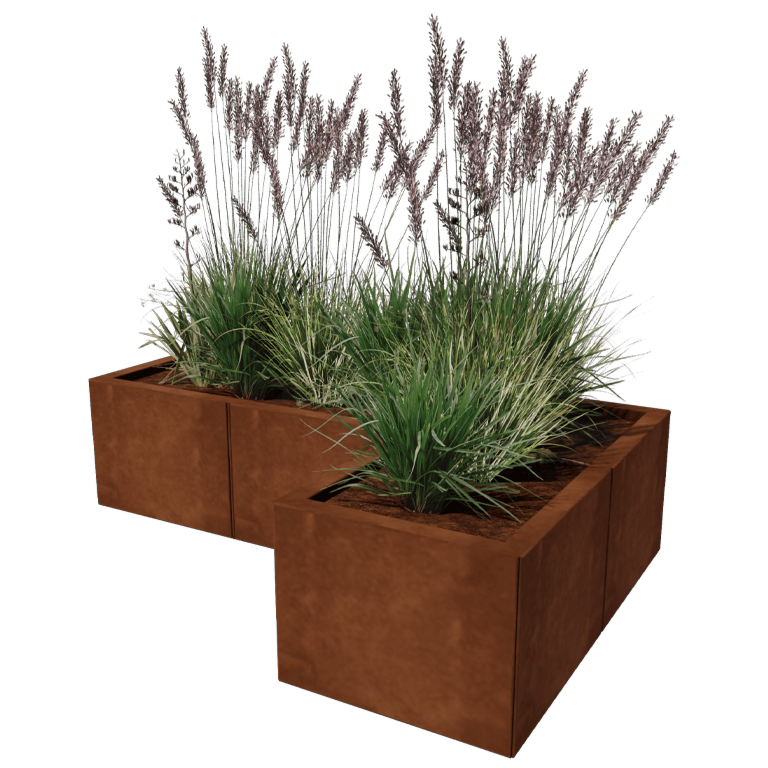 Cortenstaal plantenbak - L-vorm - 120 x 80 cm