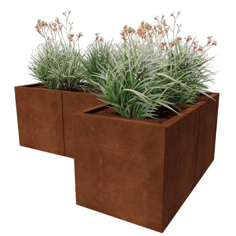 Cortenstaal plantenbak - L-vorm - 150 x 100 cm