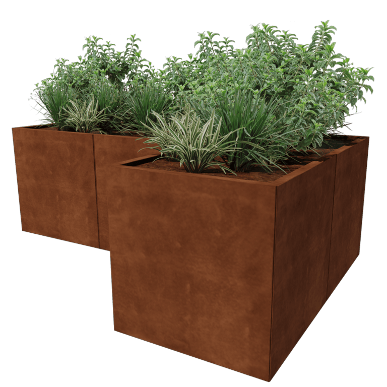 Cortenstaal plantenbak - L-vorm - 210 x 140 cm