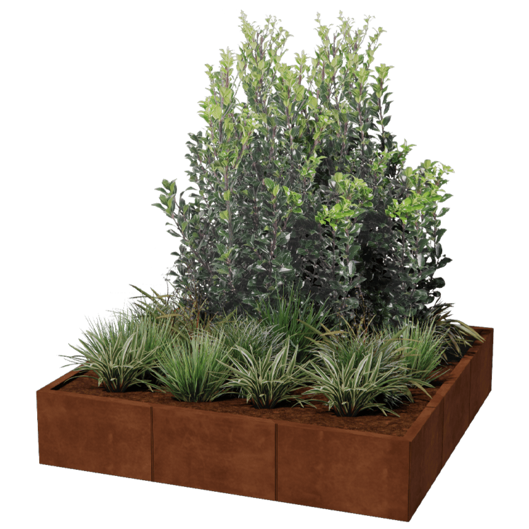 Cortenstaal plantenbak XXL - Vierkant - 150 x 150 cm