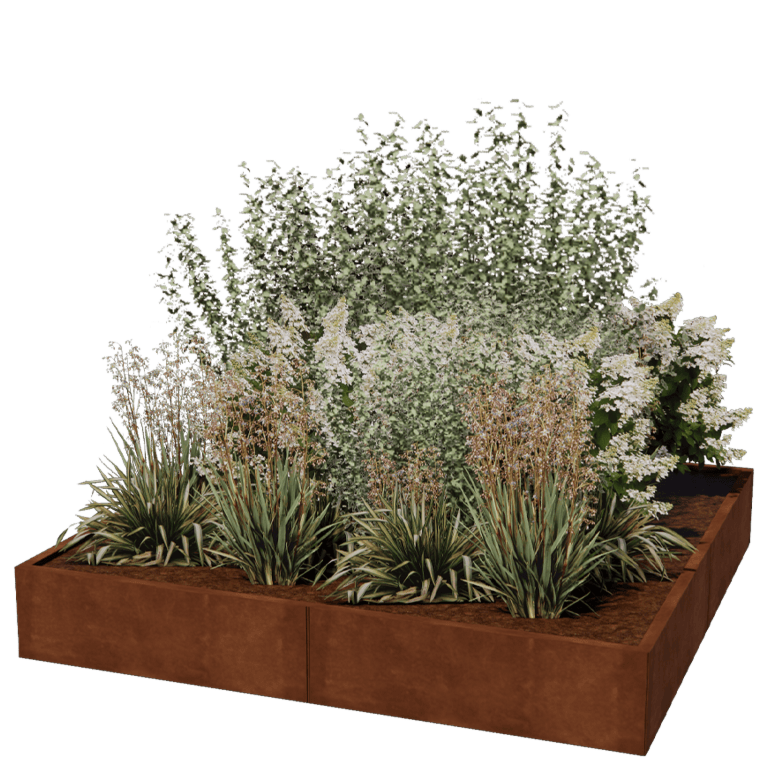 Cortenstaal plantenbak XXL - Vierkant - 200 x 200 cm