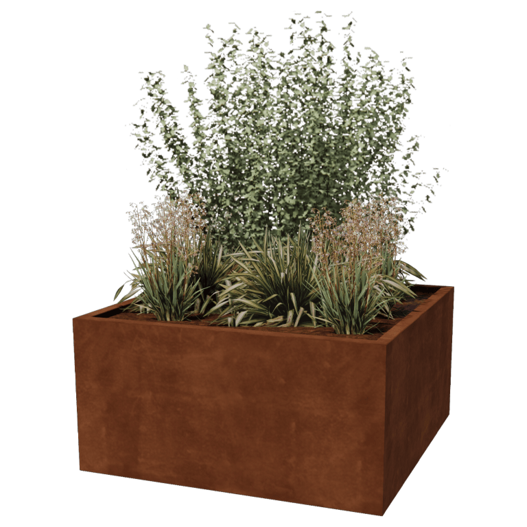 Cortenstaal plantenbak - Vierkant - 120 x 120 x 60 cm - Gelast