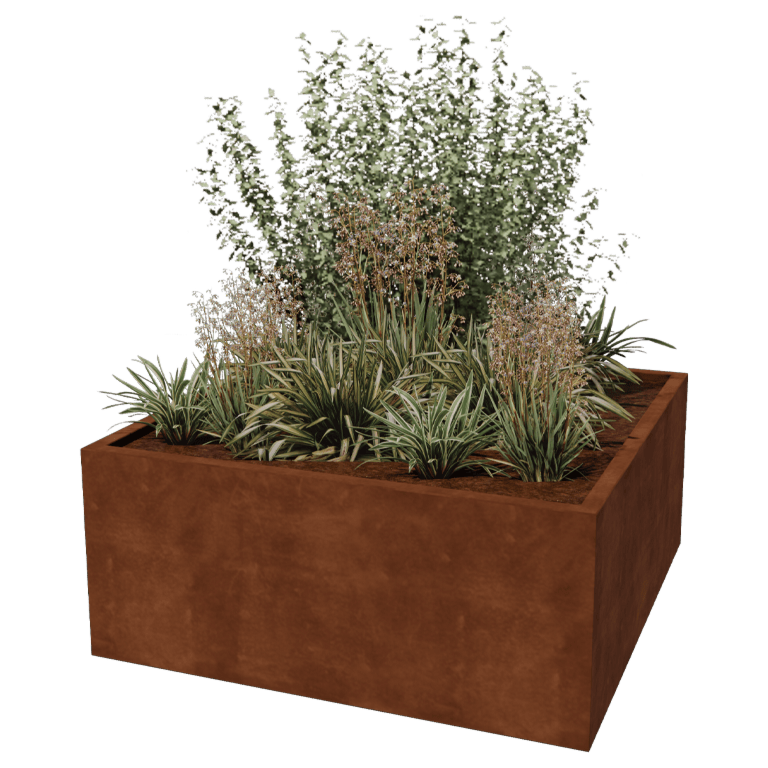Cortenstaal plantenbak - Vierkant - 140 x 140 x 60 cm - Gelast