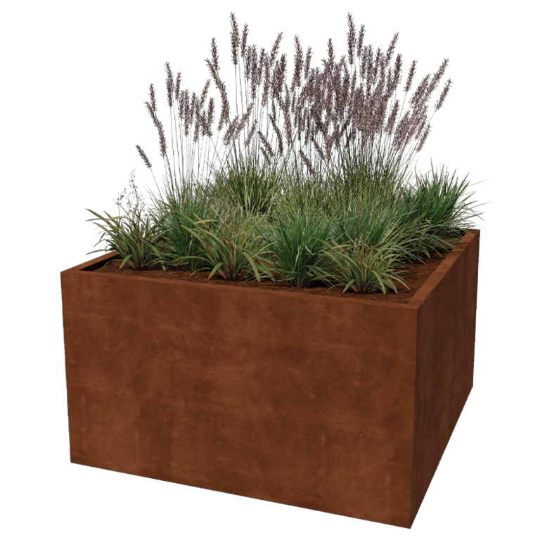 Cortenstaal plantenbak - Vierkant - 140 x 140 x 80 cm - Gelast