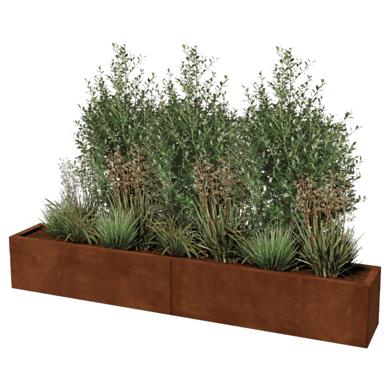 Cortenstaal plantenbak XXL - Rechthoek - 200 x 30 cm