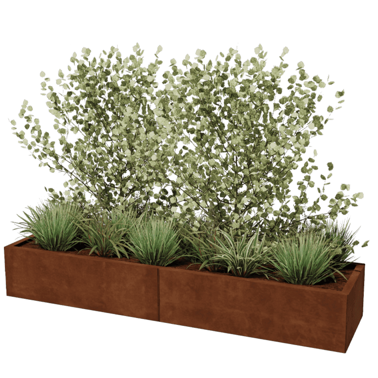 Cortenstaal plantenbak XXL - Rechthoek - 200 x 50 cm