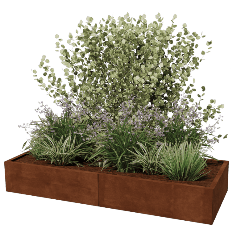 Cortenstaal plantenbak XXL - Rechthoek - 200 x 80 cm
