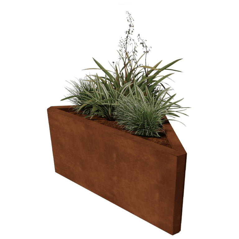 Cortenstaal plantenbak - Driehoek ongelijkzijdig - 83,9 x 46,4 cm