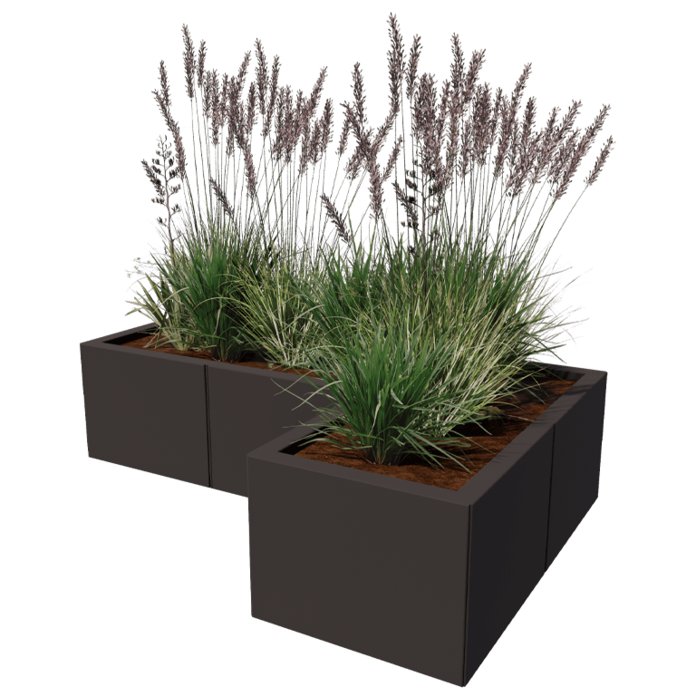 Stalen plantenbak - L-vorm - 120 x 80 cm