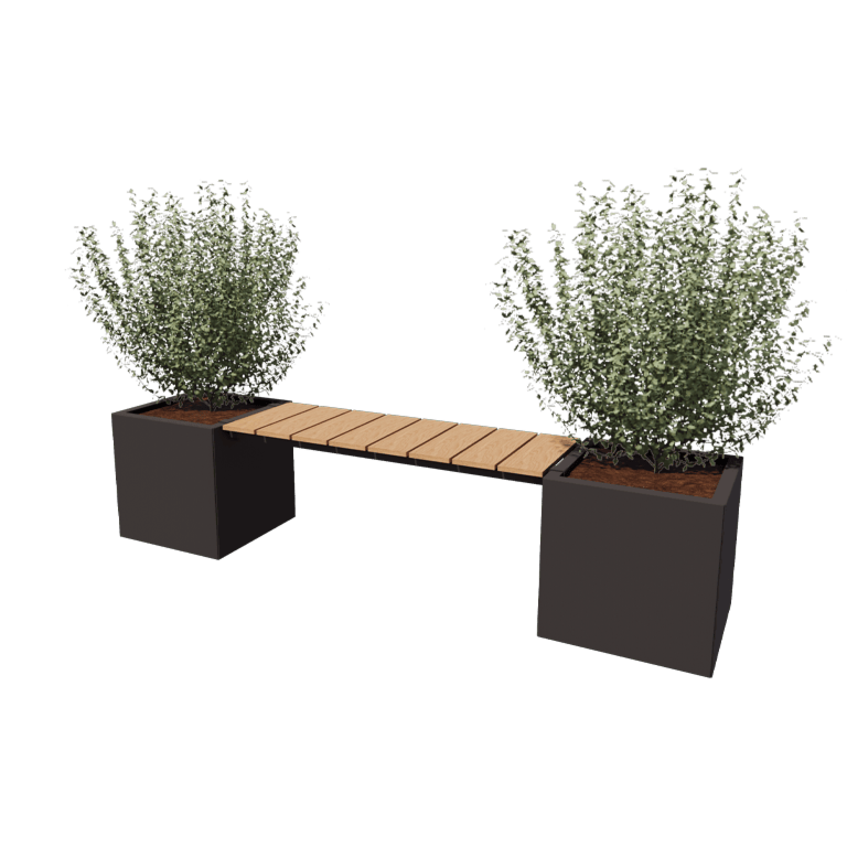 Stalen plantenbak - Vierkant - 221,2 x 50 x 50 cm - Met bankje