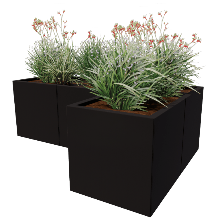 Stalen plantenbak - L-vorm - 150 x 100 cm