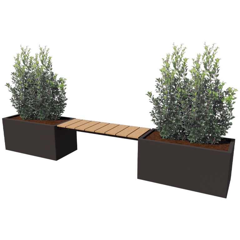 Stalen plantenbak - Rechthoek - 321,2 x 50 x 50 cm - Met bankje