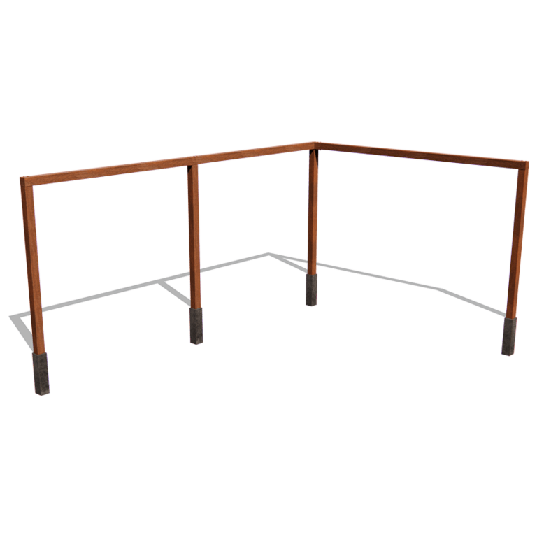 Cortenstaal pergola - Hoek - 600 x 412 x 242 cm