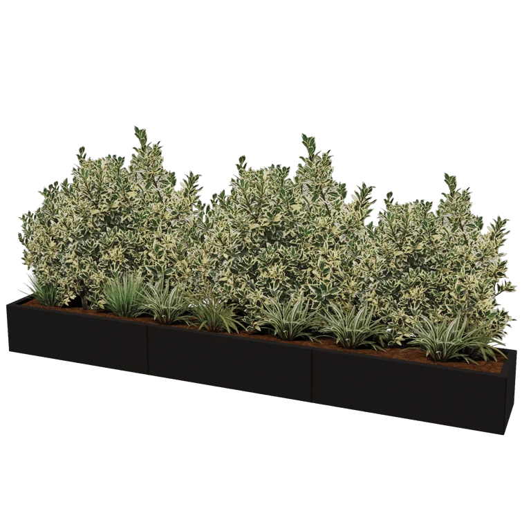 Stalen plantenbak XXL - Rechthoek - 300 x 40 x 40 cm - Andere RAL kleur - Zonder bodemplaat