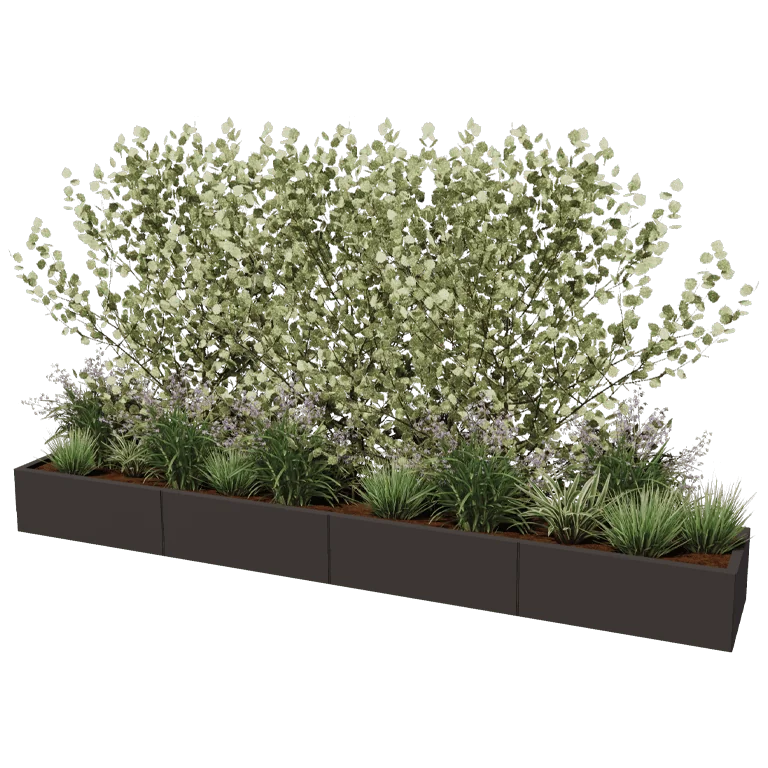 Stalen plantenbak XXL - Rechthoek - 320 x 50 x 60 cm - Andere RAL kleur - Met bodemplaat