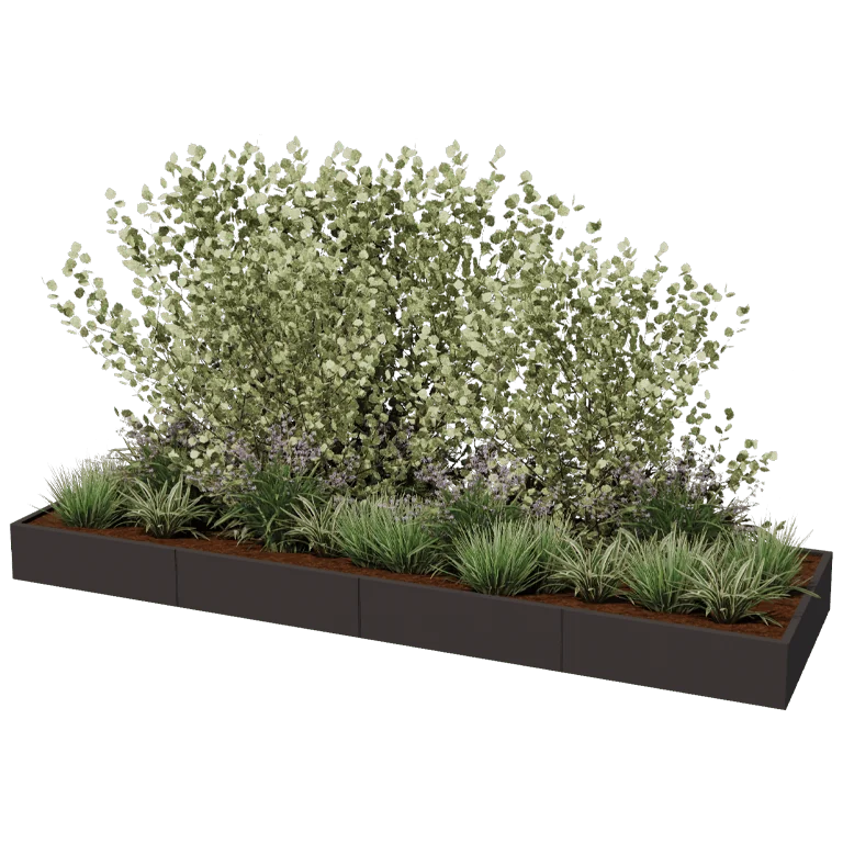 Stalen plantenbak XXL - Rechthoek - 400 x 120 x 80 cm - RAL9010 mat (wit) - Met bodemplaat