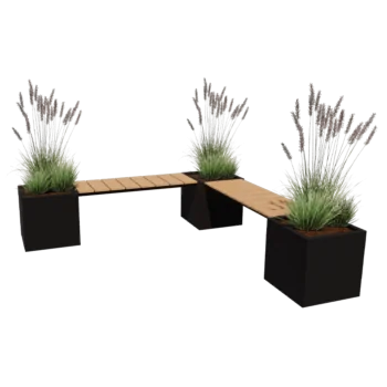 Stalen plantenbak - Vierkant - Hoekopstelling - 221,2 x 221,2 x 50 cm - Andere RAL kleur - Met bodemplaat - Met bankje