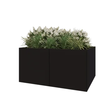 Stalen plantenbak XXL - Rechthoek - 160 x 120 x 80 cm - RAL9005 mat (zwart) - Met bodemplaat
