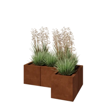 Cortenstaal plantenbak - L-vorm - 90 x 60 x 30 cm - Met bodemplaat