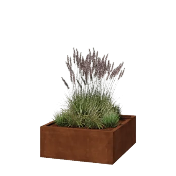 Cortenstaal plantenbak - Vierkant - 100 x 100 x 40 cm - Gelast - Met bodemplaat