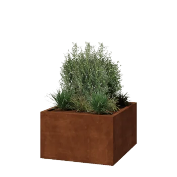 Cortenstaal plantenbak - Vierkant - 100 x 100 x 60 cm - Gelast - Met bodemplaat