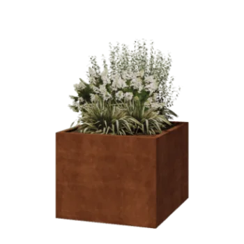 Cortenstaal plantenbak - Vierkant - 100 x 100 x 80 cm - Gelast - Met bodemplaat