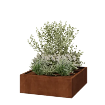 Cortenstaal plantenbak - Vierkant - 120 x 120 x 40 cm - Gelast - Met bodemplaat