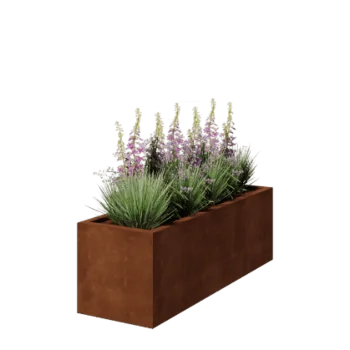 Cortenstaal plantenbak - Rechthoek - 150 x 50 x 50 cm - Gelast - Met bodemplaat