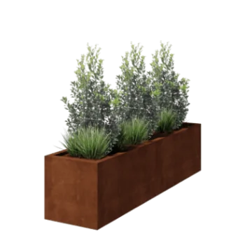 Cortenstaal plantenbak - Rechthoek - 200 x 50 x 50 cm - Gelast - Met bodemplaat