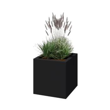 Polyester plantenbak - Vierkant - 50 x 50 x 50 cm - RAL7021 mat (zwartgrijs) - Met bodem