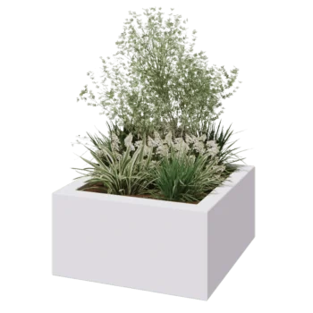 Polyester plantenbak - Vierkant - 80 x 80 x 40 cm - RAL9010 mat (wit) - Met bodem