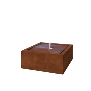 Cortenstaal watertafel - Lyra - 100 x 100 x 40 cm - Met LED-verlichting
