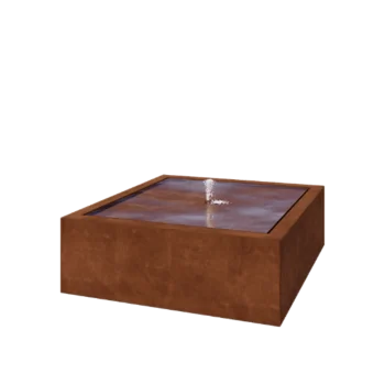 Cortenstaal watertafel - Lyra - 120 x 120 x 40 cm - Met LED-verlichting