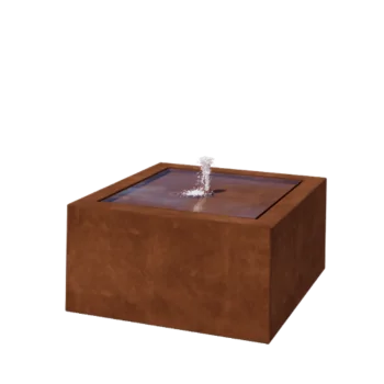 Cortenstaal watertafel - Lyra - 80 x 80 x 40 cm - Met LED-verlichting