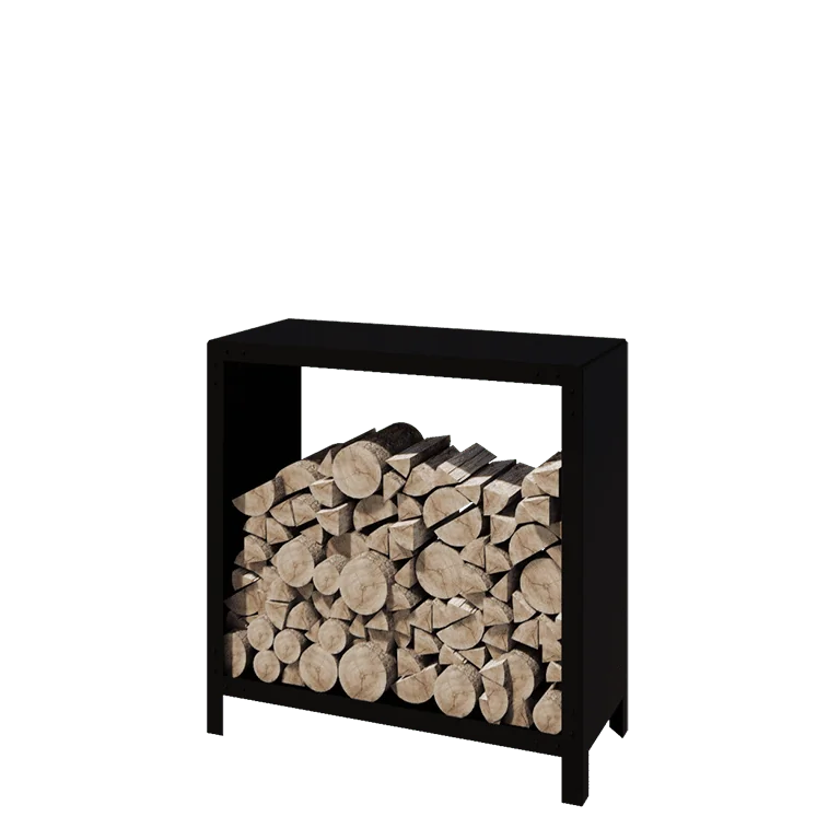 Stalen houtopslag - Indiana - 100 x 40 x 100 cm - RAL9005 mat (zwart)