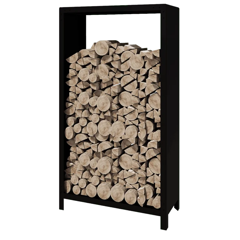 Stalen houtopslag - Indiana - 100 x 40 x 180 cm - RAL9005 mat (zwart)
