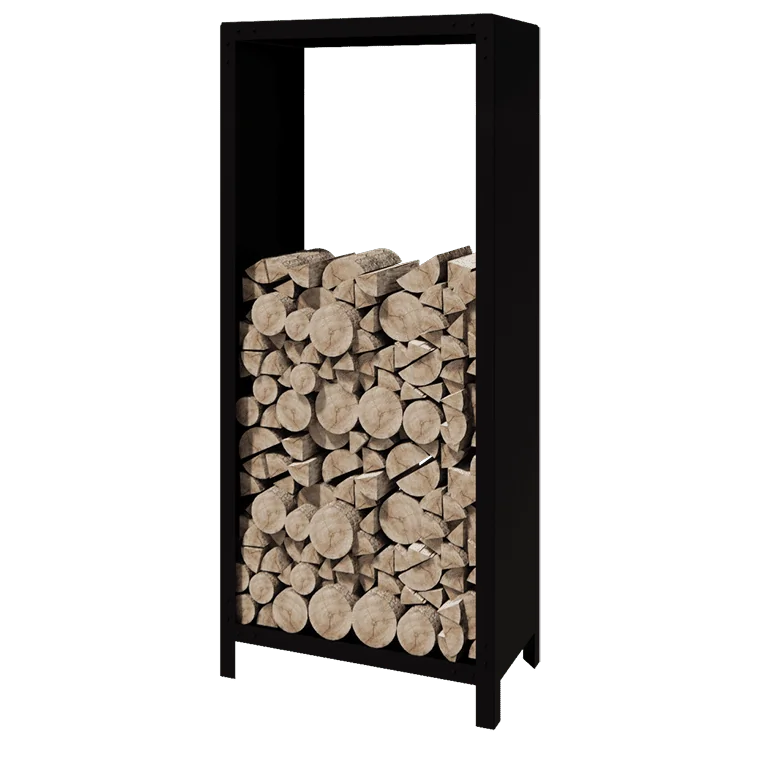 Stalen houtopslag - Indiana - 80 x 40 x 180 cm - RAL9005 mat (zwart)