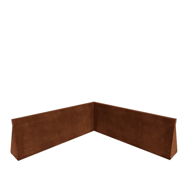 Cortenstaal keerwand - Binnenhoek - 100 x 100 x 40 cm