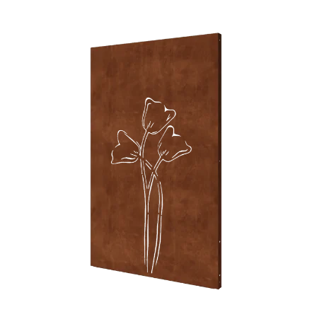 Cortenstaal paneel - Tulp symmetrisch - 120 x 6 x 190 cm