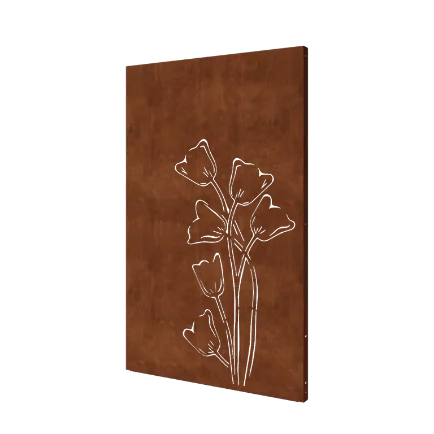 Cortenstaal paneel - Tulp a-symmetrisch - 120 x 6 x 190 cm