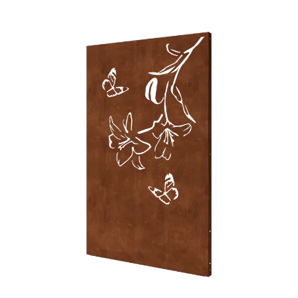 Cortenstaal paneel - Lelie - 120 x 6 x 190 cm