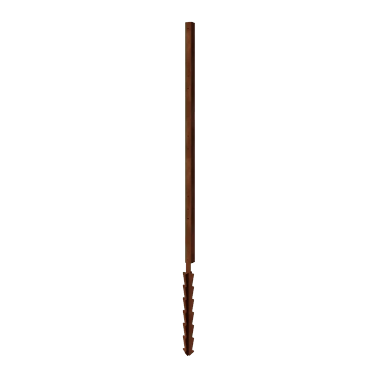 Cortenstaal paal - Hoek met grondpin - 190 x 6 x 6 cm