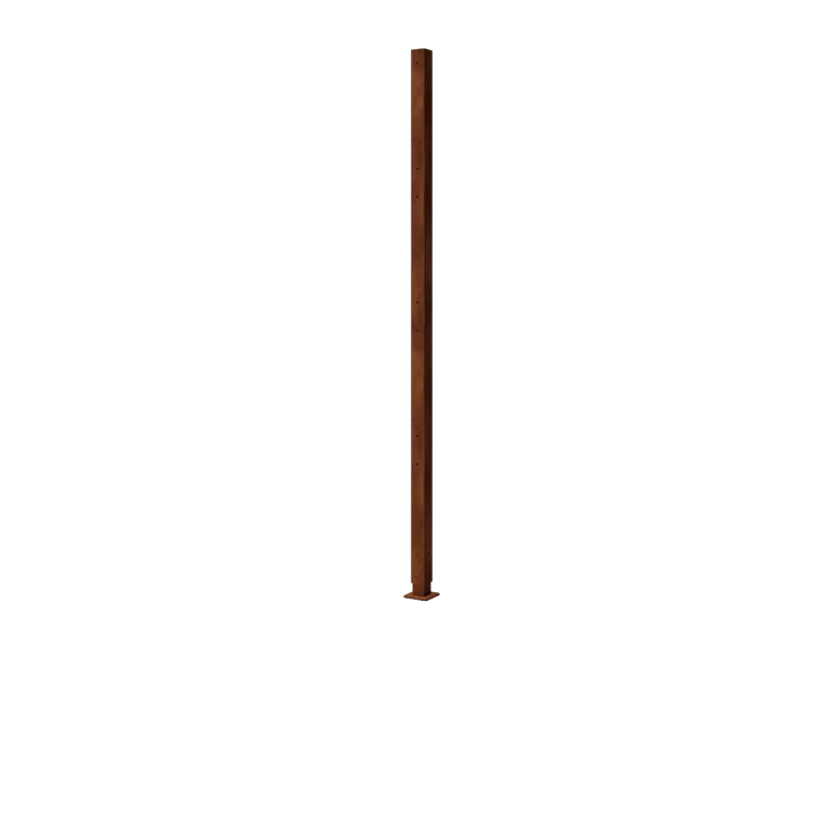 Cortenstaal paal - Hoek met voetplaat - 190 x 6 x 6 cm