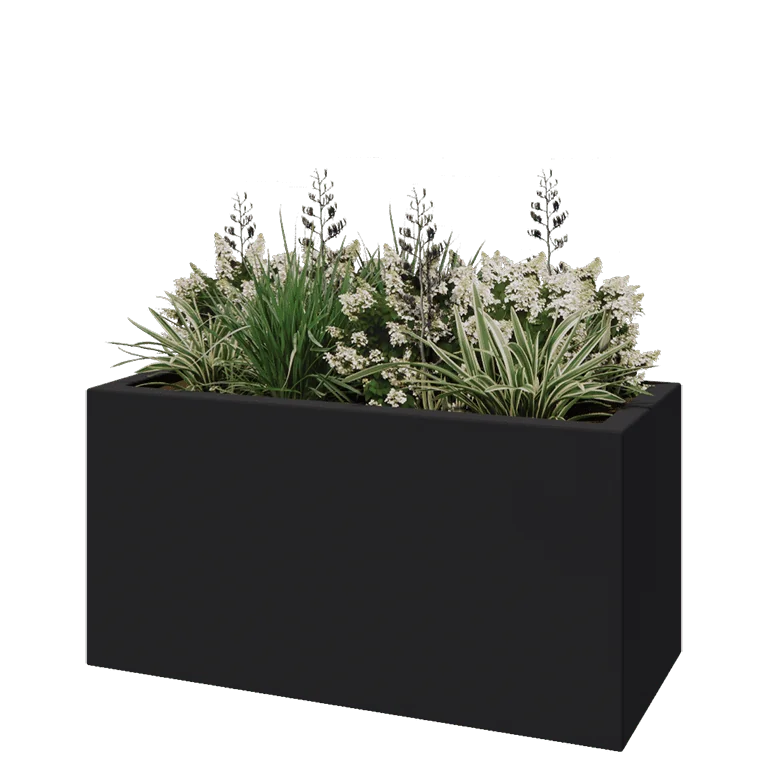 Polyester plantenbak - Rechthoek - 120 x 50 x 40 cm - RAL7021 mat (zwartgrijs) - Met bodem