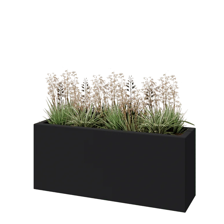 Polyester plantenbak - Rechthoek - 120 x 30 x 50 cm - RAL7021 mat (zwartgrijs) - Met bodem