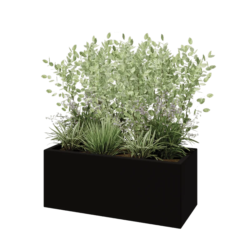 Polyester plantenbak - Rechthoek - 100 x 40 x 40 cm - RAL9005 mat (zwart) - Met bodem