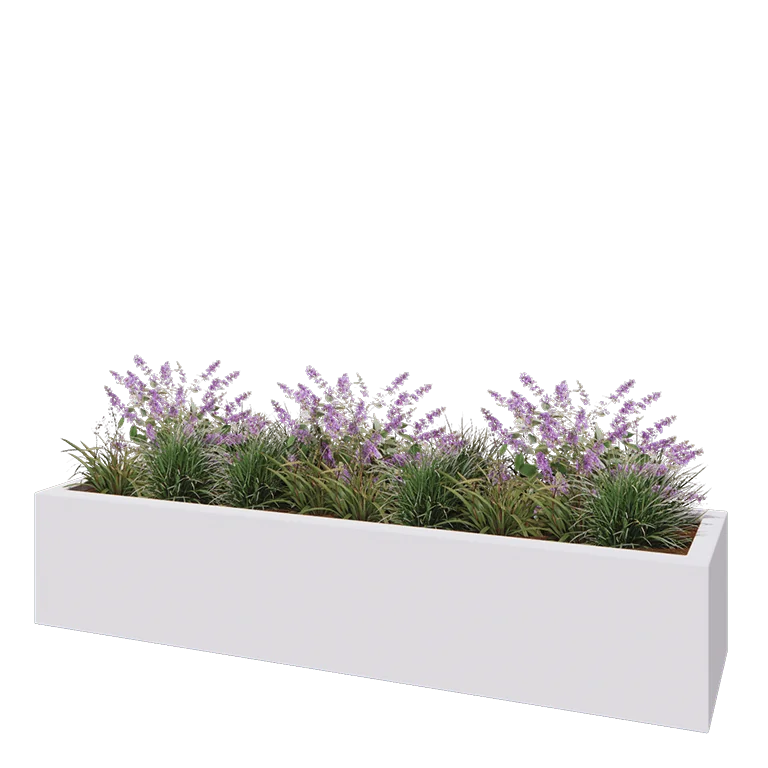 Polyester plantenbak - Rechthoek - 200 x 50 x 40 cm - RAL9010 mat (wit) - Met bodem